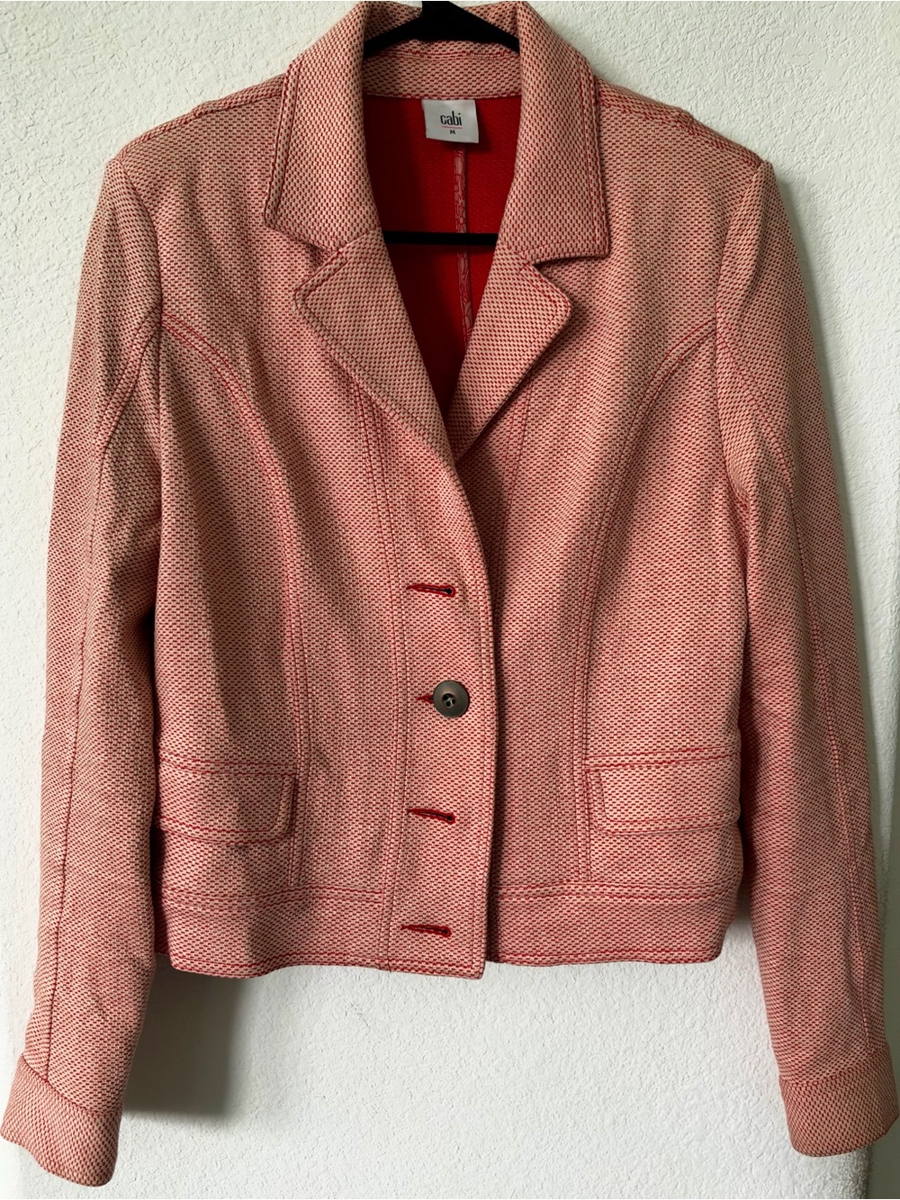 CAbi pink textured knit blazer